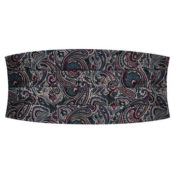 Dunkelblau & dunkelgrüner Kummerbund aus Seide mit PAISLEY-Muster